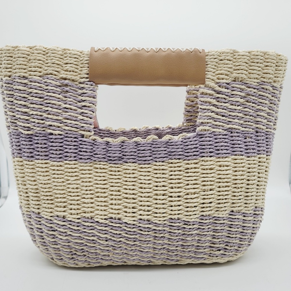 BTB Los Angeles Ro Tote in Lilac Women's‎ Large Woven Handbag Shoulder Purse - Picture 3 of 8